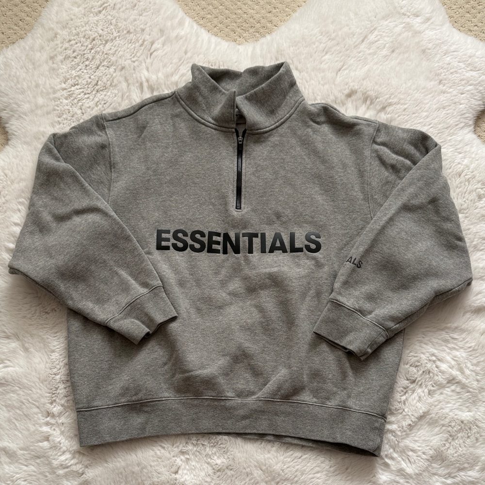 Essentials Half-Zip Grey Sweater